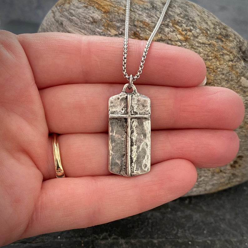 Pewter "The Lord's Prayer" w/ Ancient Cross Pendant and SS Necklace | Inspiring Sobriety