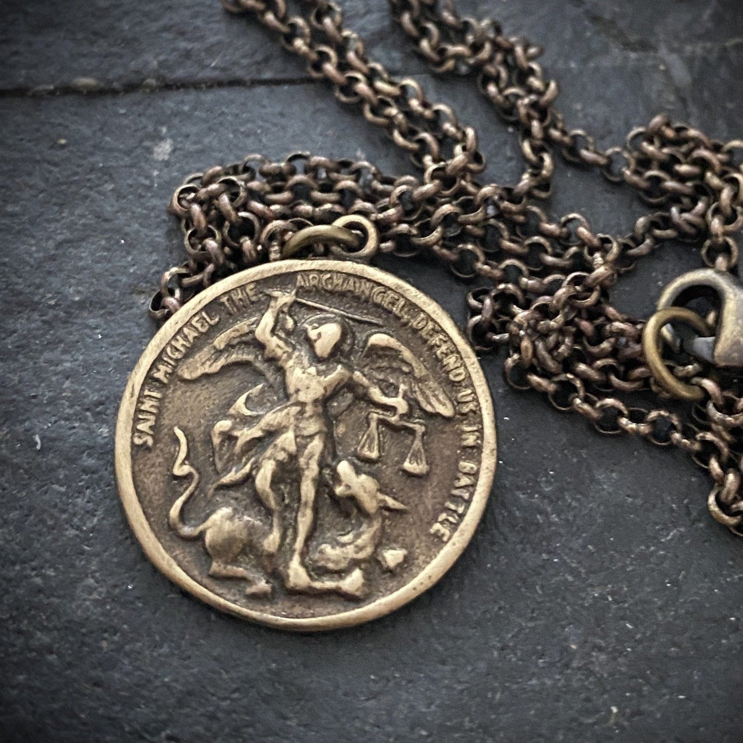 St. Michael Solid Bronze Medal Pendant | Inspiring Sobriety