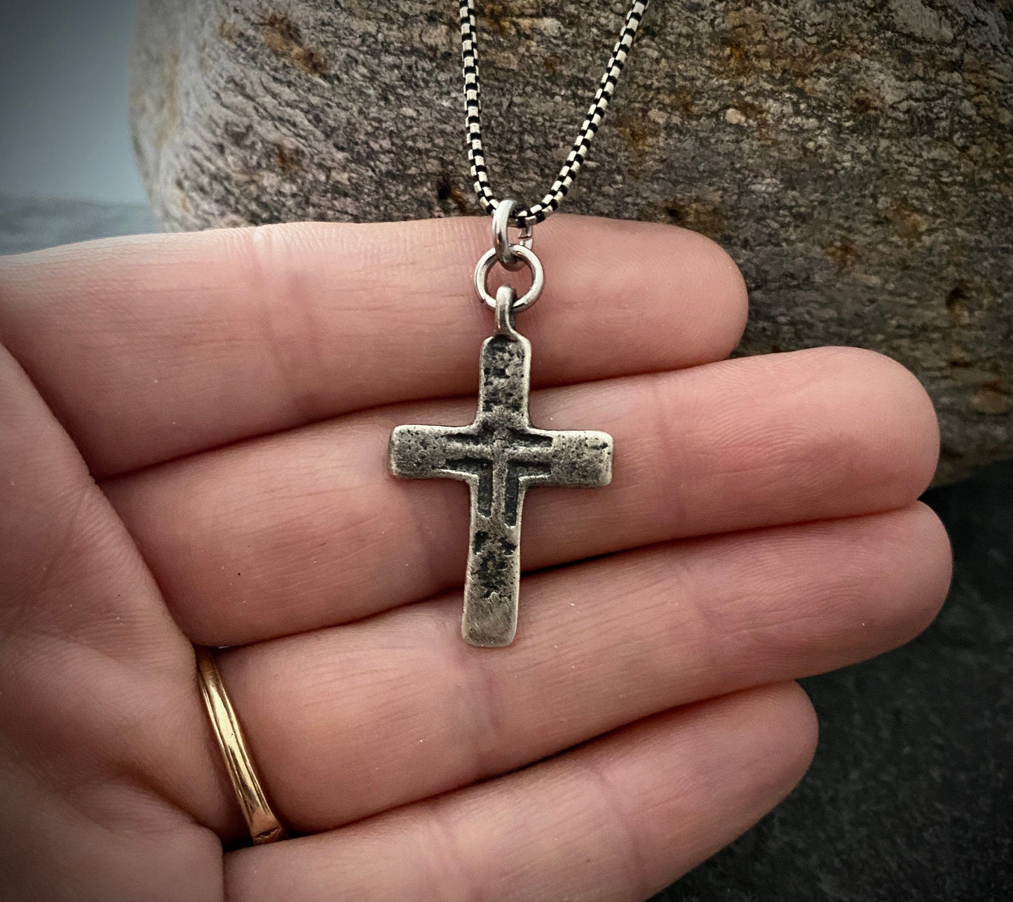 Sterling Silver Cross Necklace Cast from Original Piece | Inspiring Sobriety