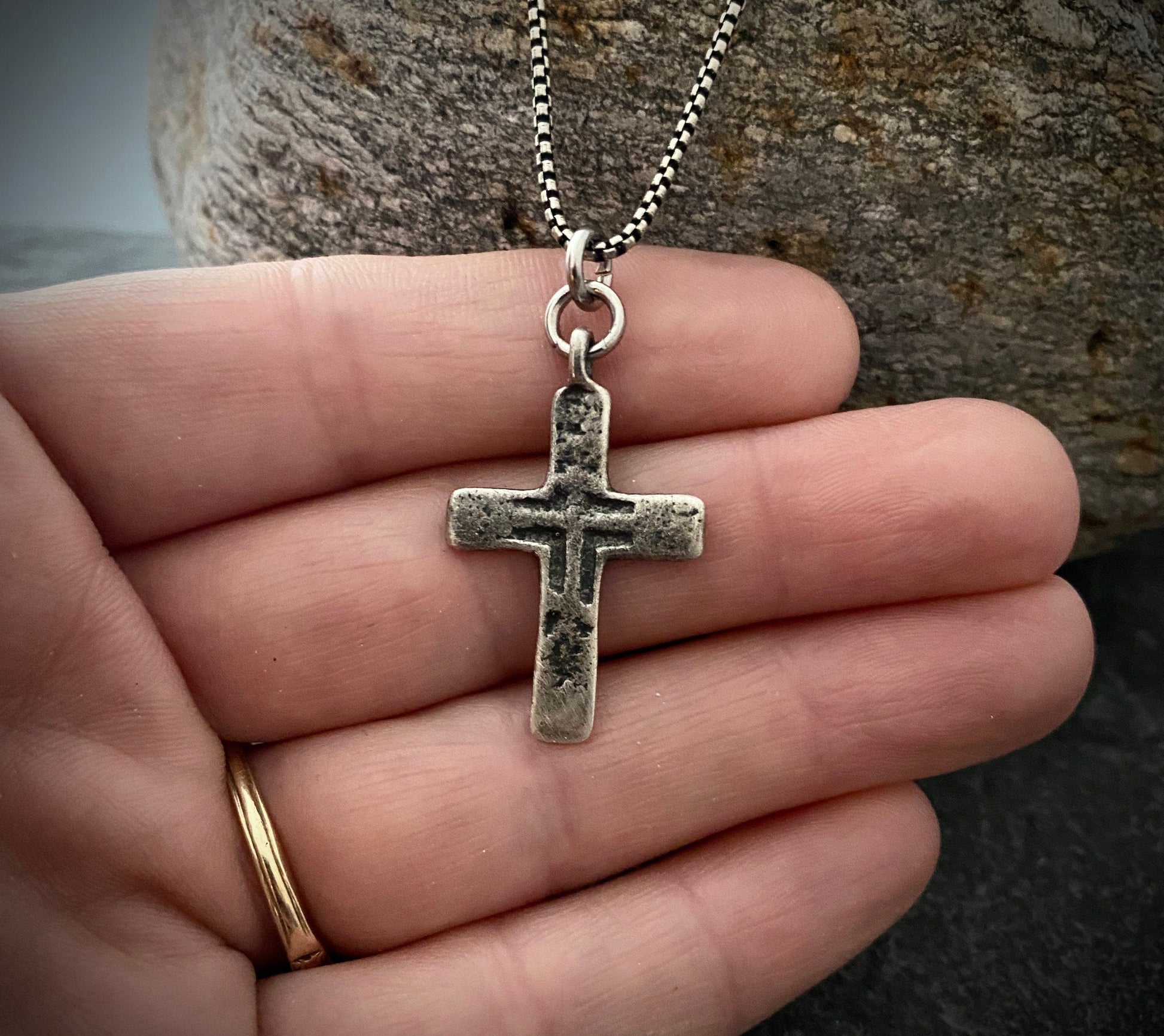 Sterling Silver Cross Necklace Cast from Original Piece | Inspiring Sobriety