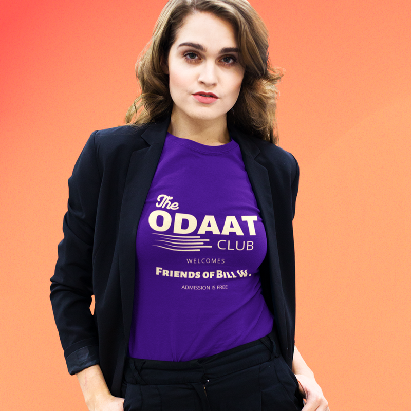 purple Womens Recovery T-Shirt | Inspiring Sobriety | The ODAAT Club welcomes friends of bill w.